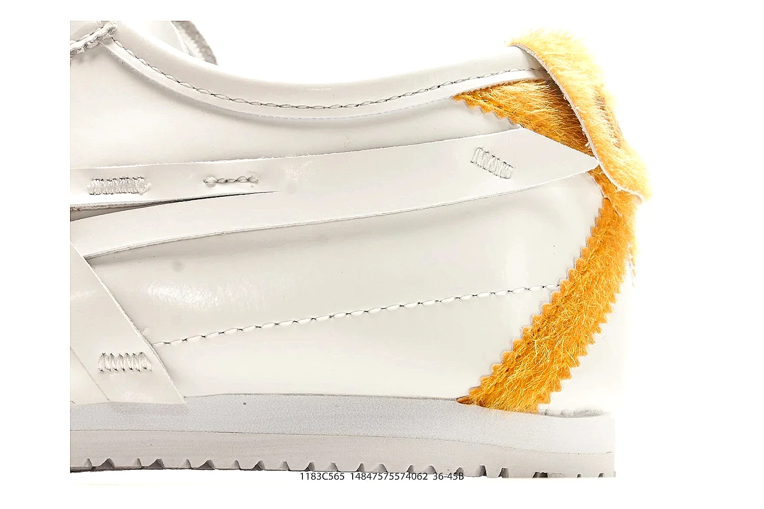 Onitsuka Tiger Mexico 66 White Yellow spreadsheet record photo showing white leather low-top upper, yellow Onitsuka side stripes, slim retro runner profile, and flat sole thumbnail 5