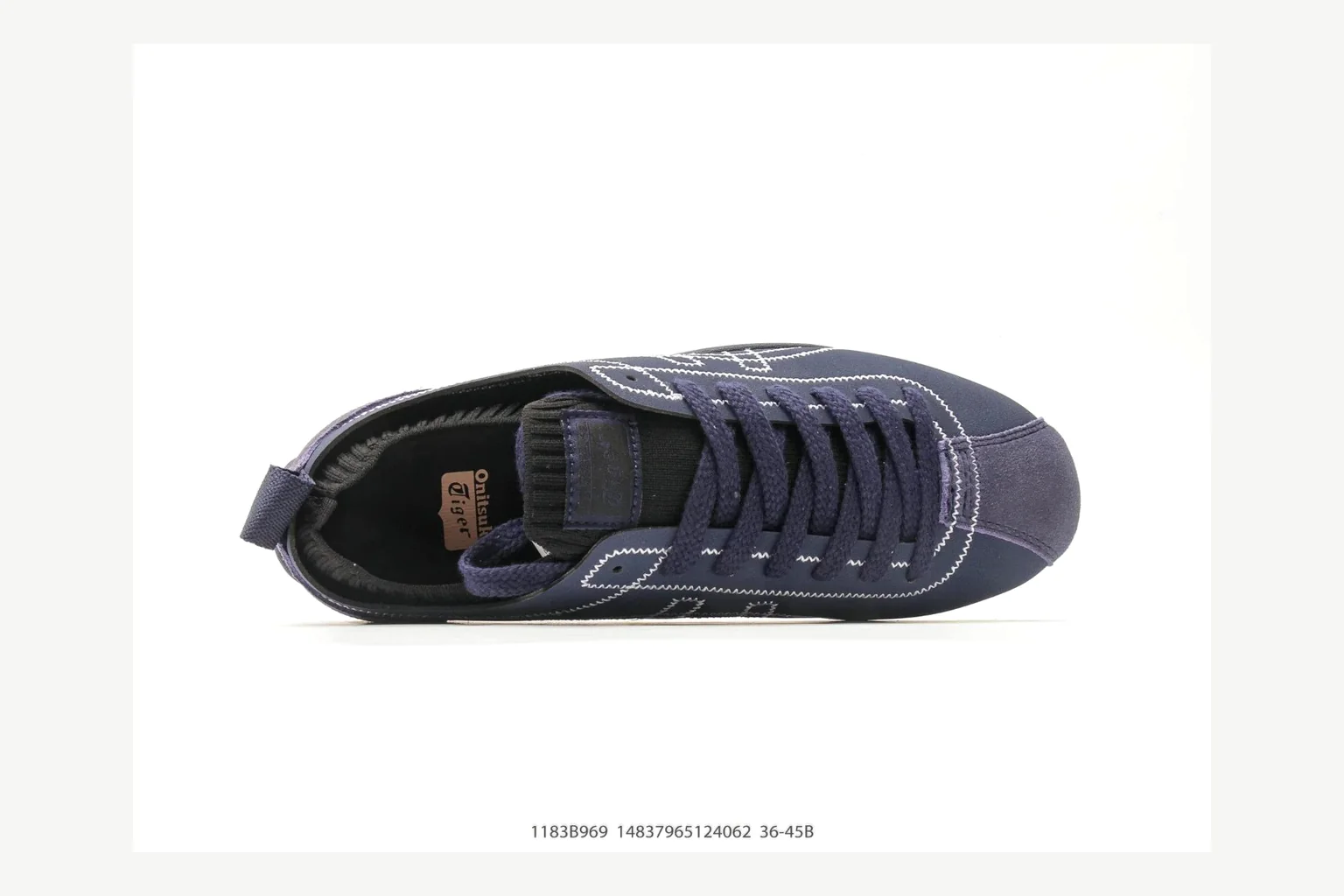 Onitsuka Tiger Navy Low Sneaker Sheetbase record image with navy retro stripe low-top with mixed-material upper and low-profile shape thumbnail 2
