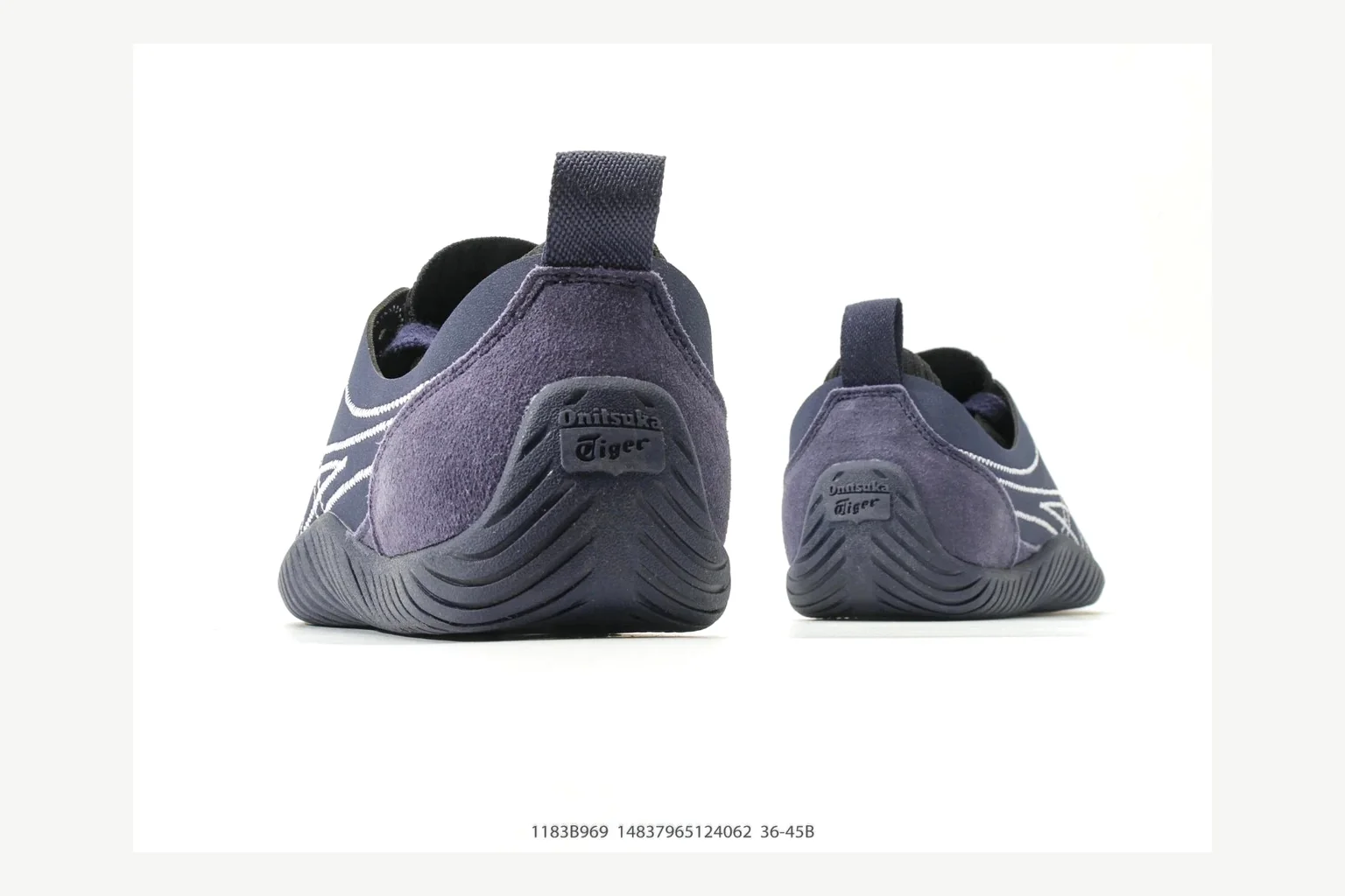 Onitsuka Tiger Navy Low Sneaker Sheetbase record image with navy retro stripe low-top with mixed-material upper and low-profile shape thumbnail 5