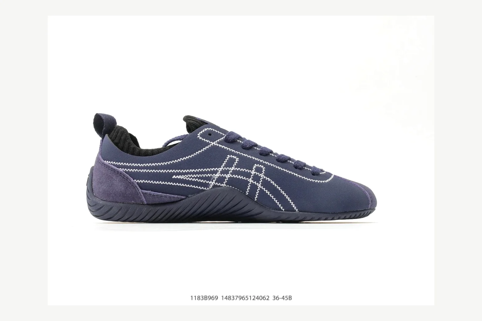 Onitsuka Tiger Navy Low Sneaker Sheetbase record image with navy retro stripe low-top with mixed-material upper and low-profile shape thumbnail 6