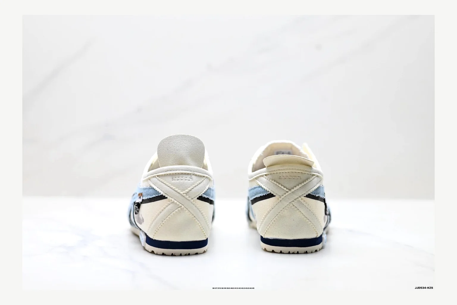 Onitsuka Tiger White Blue Sneaker Sheetbase record image with white blue retro stripe low-top with mixed-material upper and low-profile shape thumbnail 5