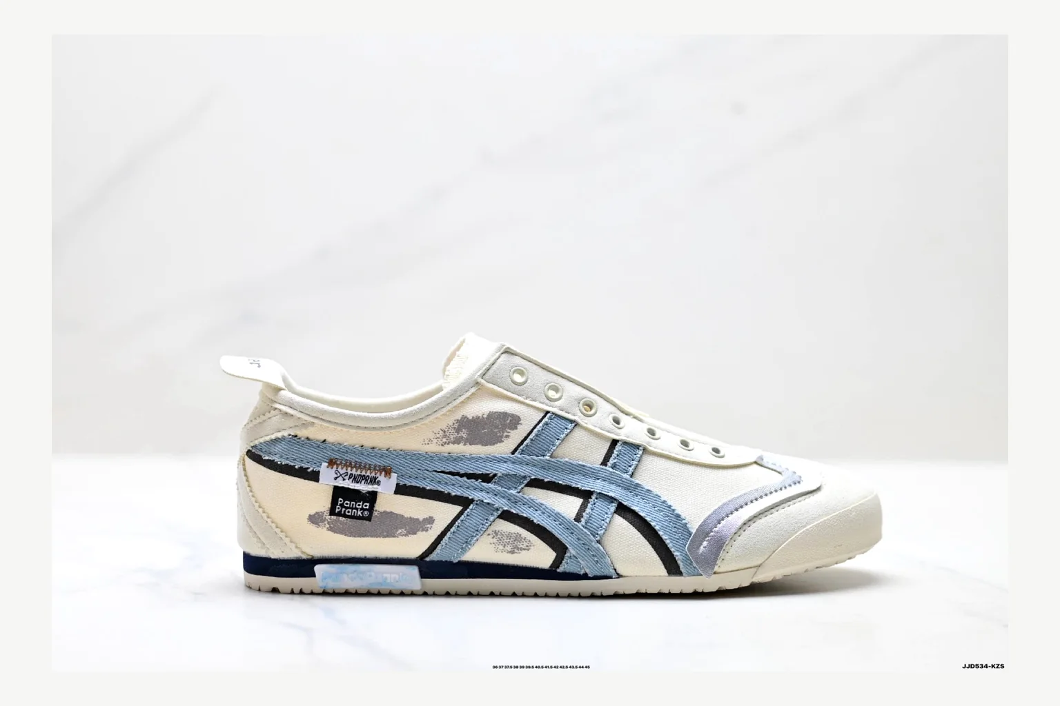 Onitsuka Tiger White Blue Sneaker Sheetbase record image with white blue retro stripe low-top with mixed-material upper and low-profile shape thumbnail 6