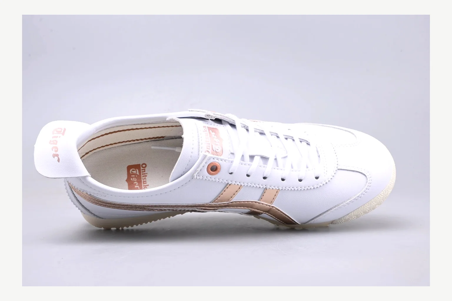 Onitsuka Tiger White Brown Sneaker Sheetbase record image with white brown retro stripe low-top with mixed-material upper and low-profile shape thumbnail 2