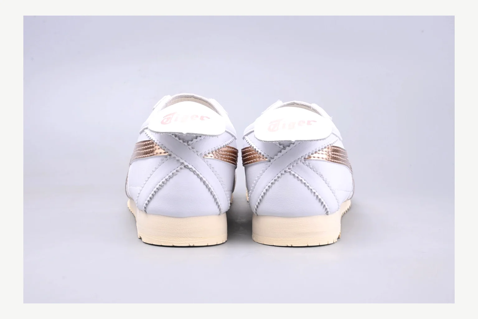 Onitsuka Tiger White Brown Sneaker Sheetbase record image with white brown retro stripe low-top with mixed-material upper and low-profile shape thumbnail 3