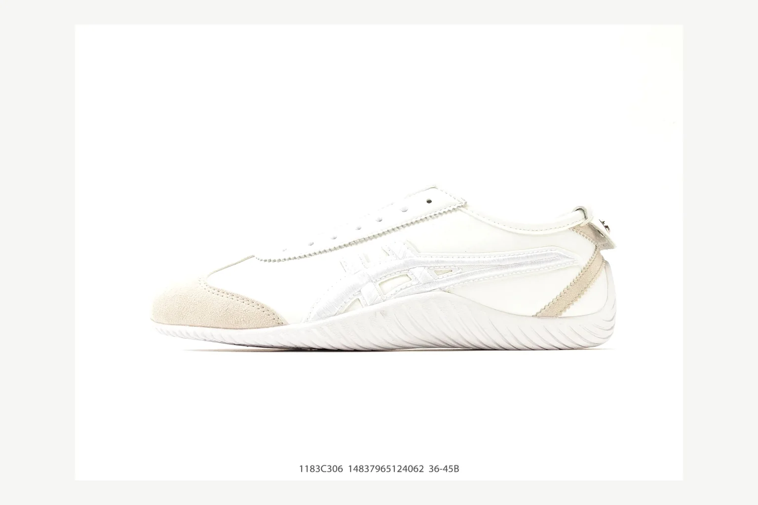 Onitsuka Tiger White Cream Sneaker Sheetbase record image with white cream retro stripe low-top with mixed-material upper and low-profile shape thumbnail 6