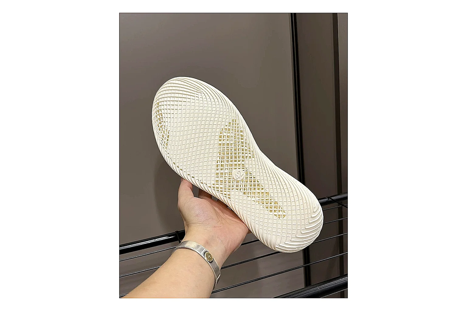 Other 4D Printed Cream Slip-On Sneakers spreadsheet record photo showing cream open-grid upper, seamless slip-on profile, sculpted sole, and soft futuristic casual shape thumbnail 5