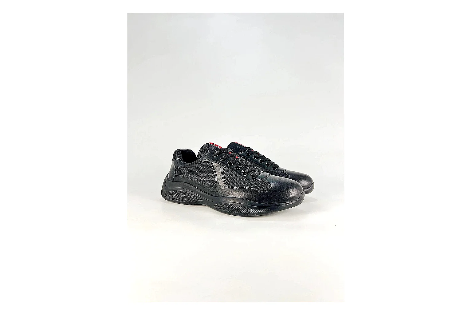 Black Runner Black Sneaker spreadsheet record photo showing black mesh runner upper, tonal overlays, modern running shape, and dark cushioned sole thumbnail 2