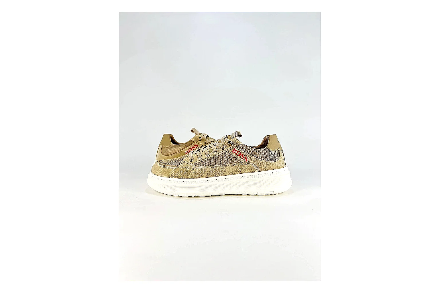 Casual Low-Top Sneaker 5218 Sheetbase record image with red casual low-top with mixed-material upper and low-profile shape