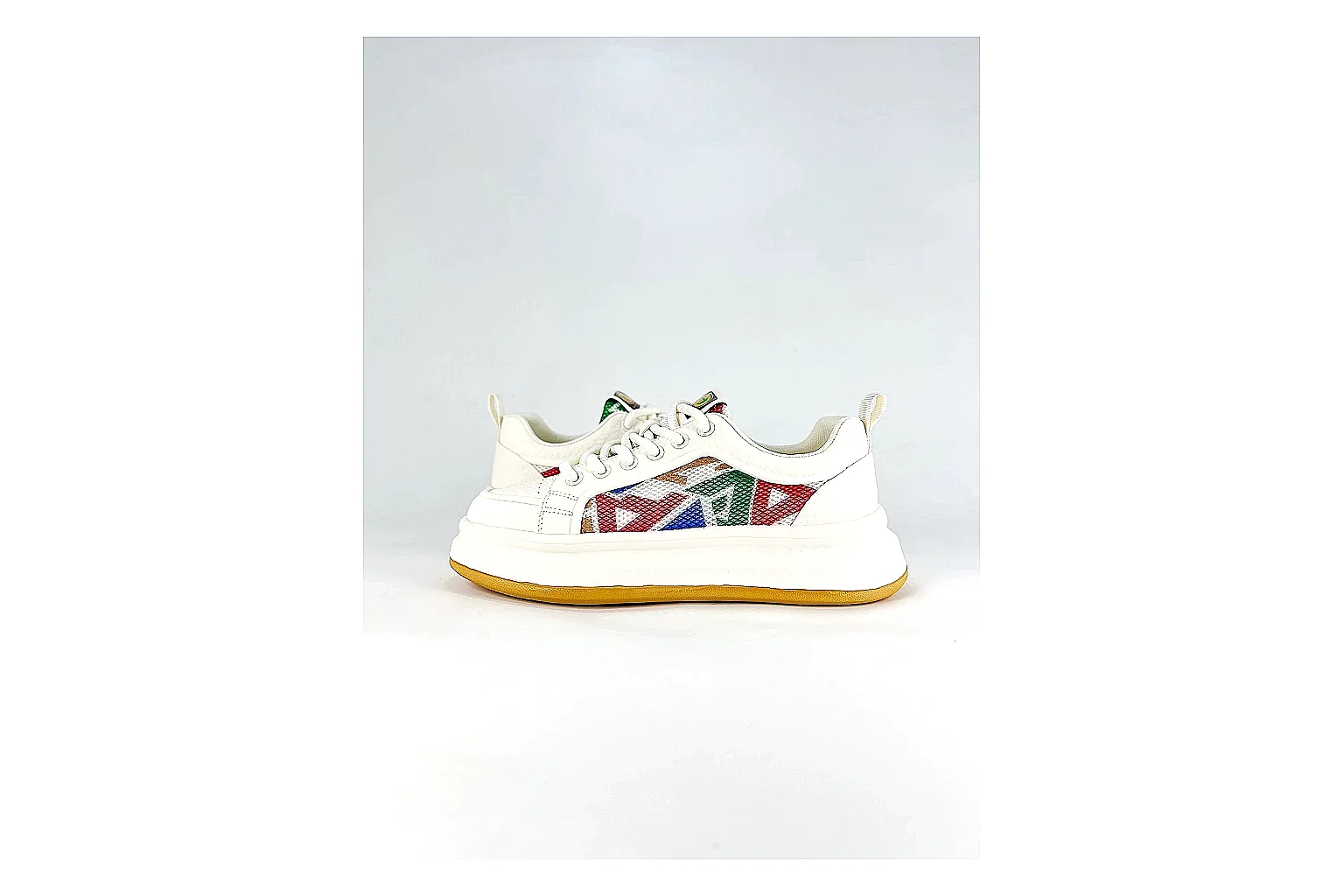 Casual Low-Top Sneaker 5251 Sheetbase record image with red casual low-top with mixed-material upper and low-profile shape