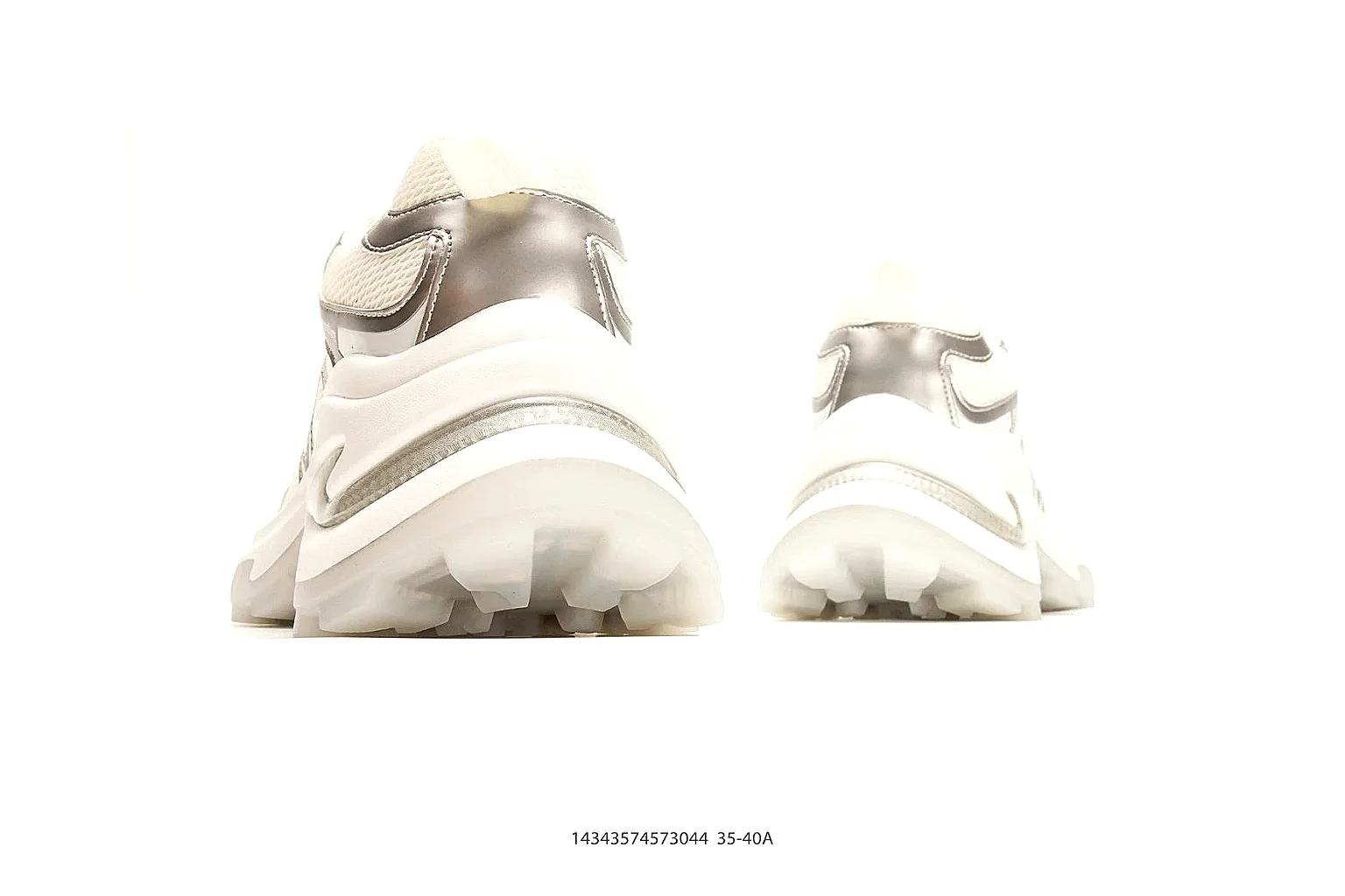 Chunky Runner White Cream Sneaker spreadsheet record photo showing white cream synthetic-mesh upper, chunky runner shape, layered panels, and thick cushioned sole thumbnail 3