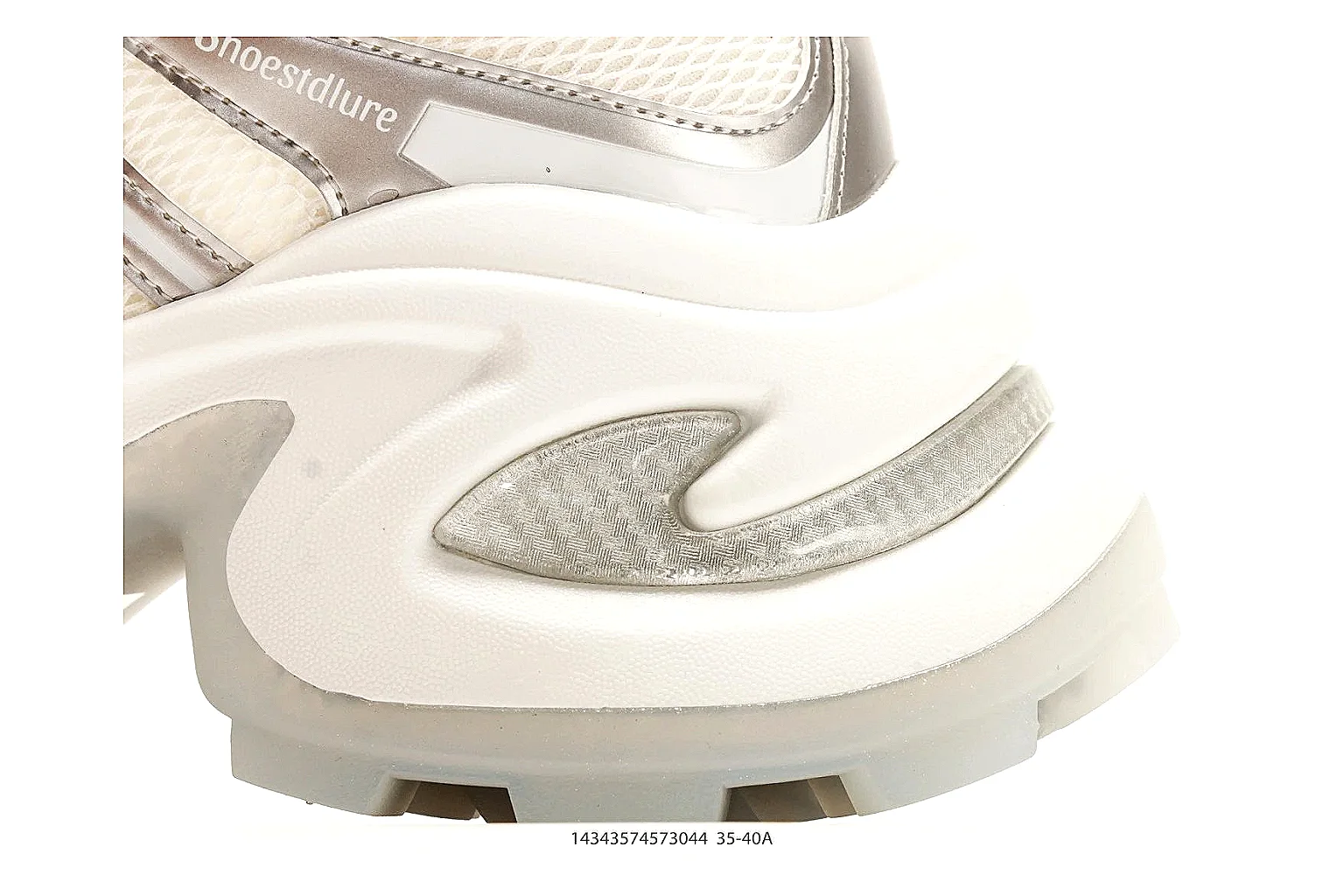 Chunky Runner White Cream Sneaker spreadsheet record photo showing white cream synthetic-mesh upper, chunky runner shape, layered panels, and thick cushioned sole thumbnail 5