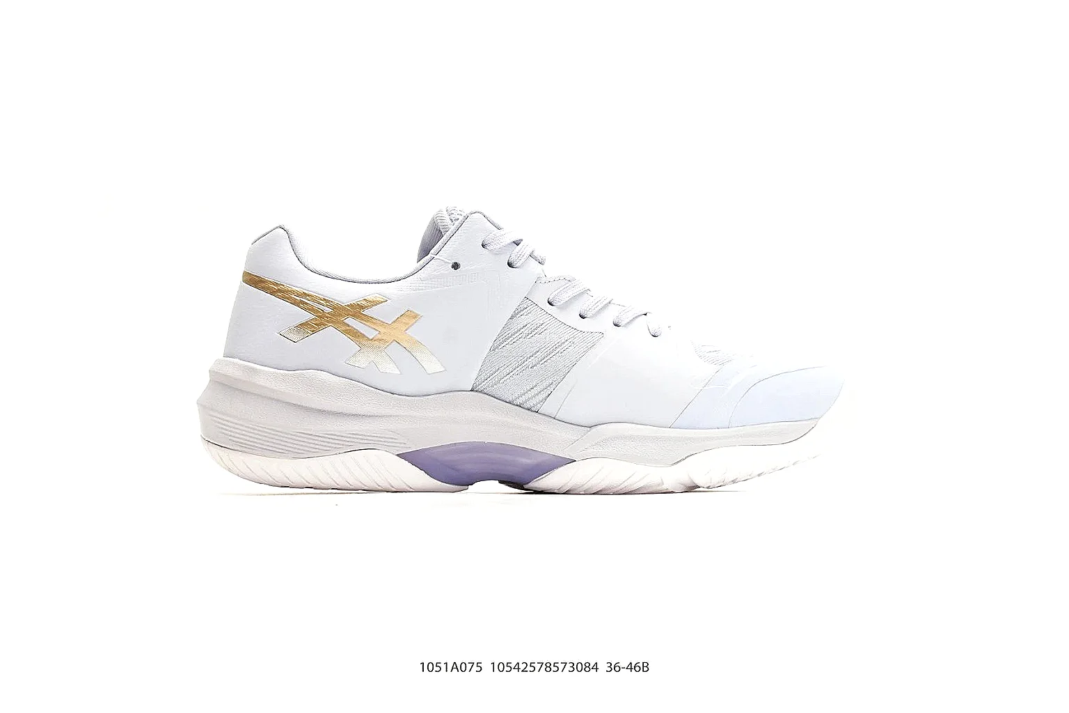 Court Runner White Purple Sneaker spreadsheet record photo showing white mesh-leather runner upper, purple accent panels, court-runner shape, and cushioned sole thumbnail 6
