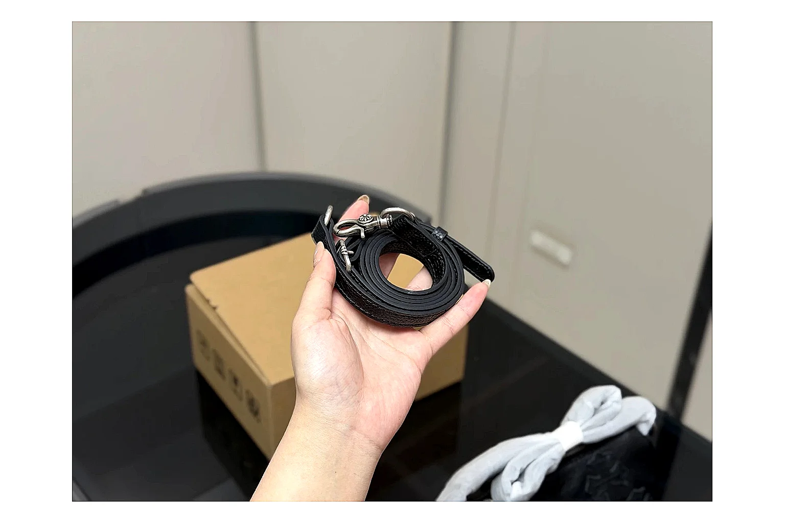 Mini Top Handle Black Bag spreadsheet record photo showing black leather compact bag body, structured handle, clean top-handle shape, and simple hardware thumbnail 3