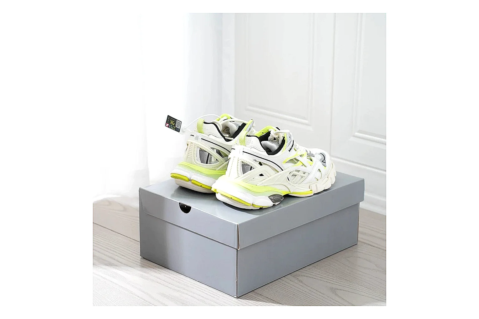 Neon Runner White Yellow Sneaker spreadsheet record photo showing white mesh runner upper, neon yellow accents, modern runner silhouette, and lightweight sole thumbnail 2