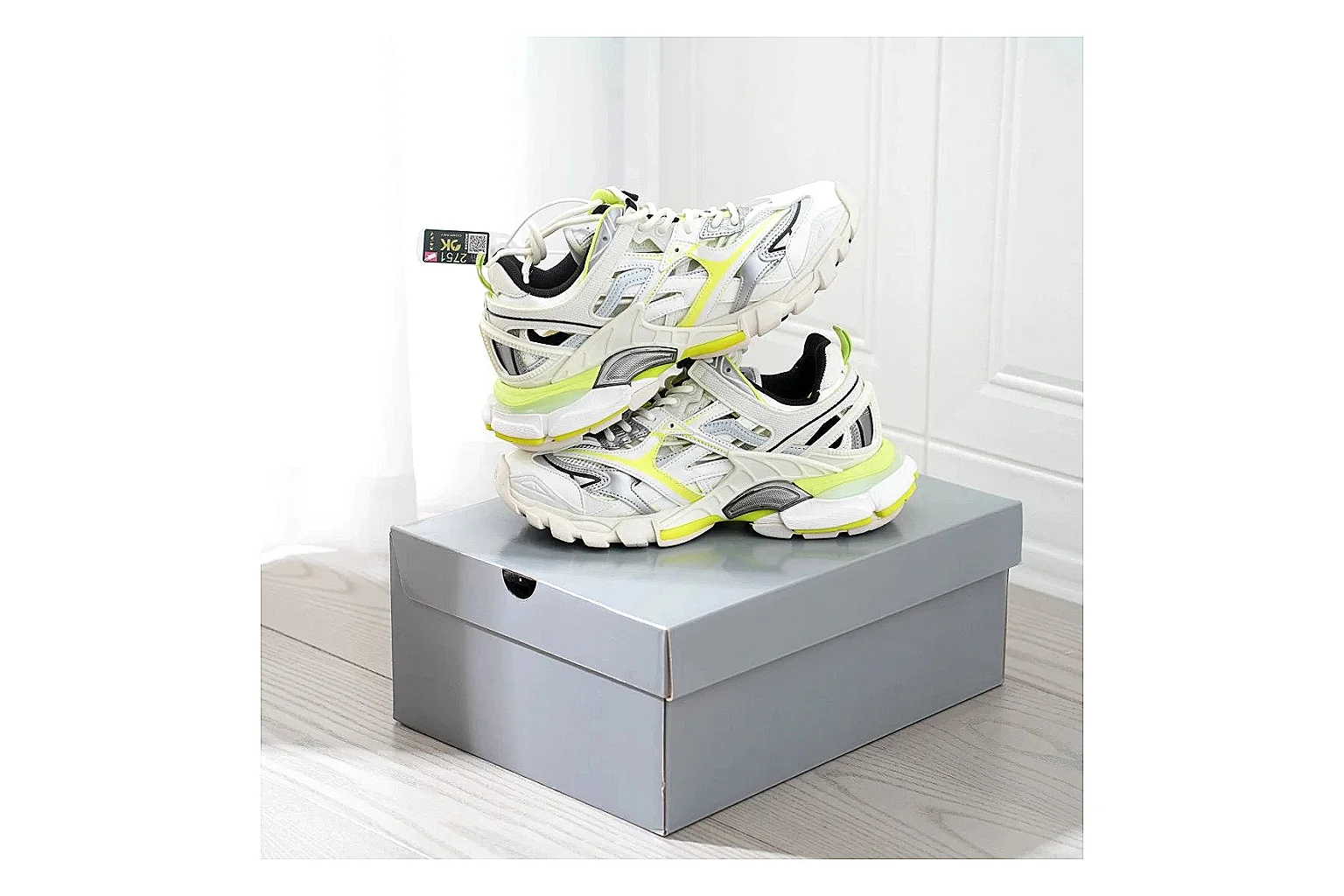 Neon Runner White Yellow Sneaker spreadsheet record photo showing white mesh runner upper, neon yellow accents, modern runner silhouette, and lightweight sole thumbnail 6