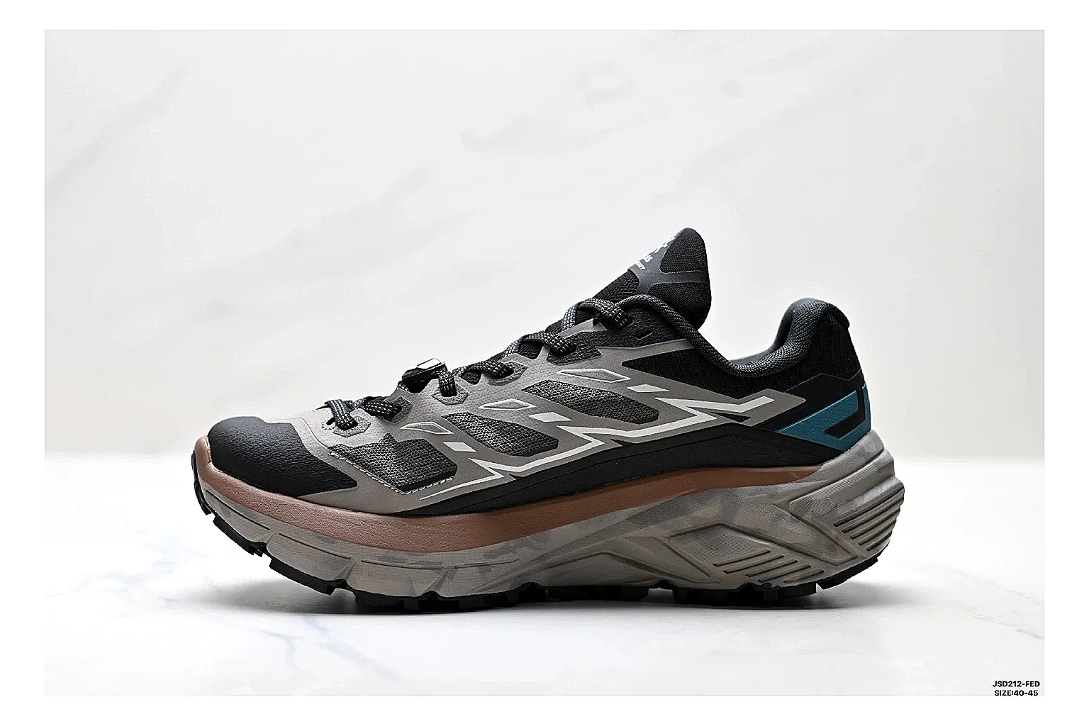 Trail Runner Black Teal Sneaker spreadsheet record photo showing black mesh runner upper, teal accent details, rugged trail profile, and traction sole thumbnail 2