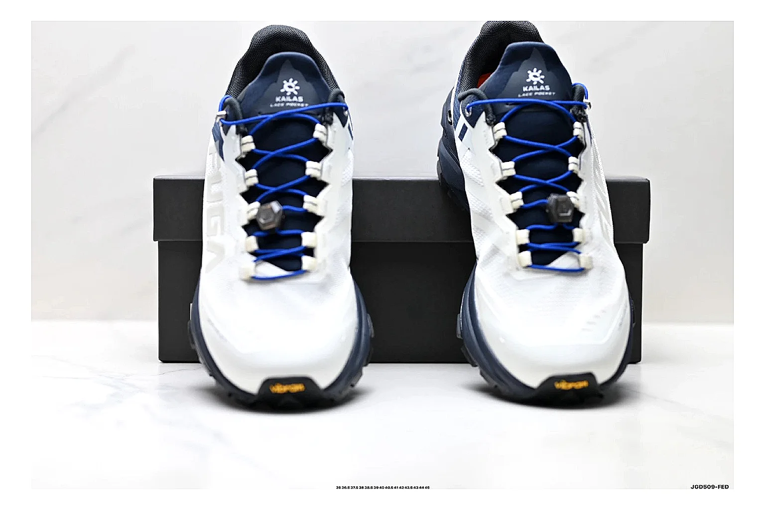 Trail Runner White Navy Sneaker spreadsheet record photo showing white navy mesh-leather runner upper, rugged trail shape, protective overlays, and traction sole thumbnail 5