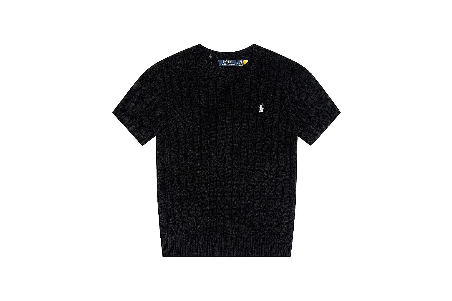 kakosheetbase.com Polo Ralph Lauren Black Cable Knit Polo 0679 Black short-sleeve-knit product image