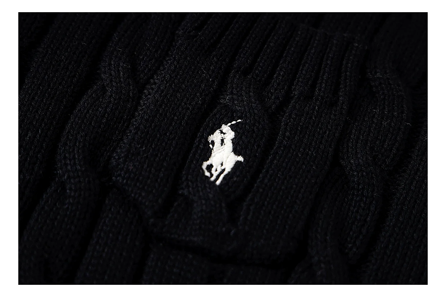 kakosheetbase.com Polo Ralph Lauren Black Rib Cable Knit Polo 0872 Black short-sleeve-knit product image