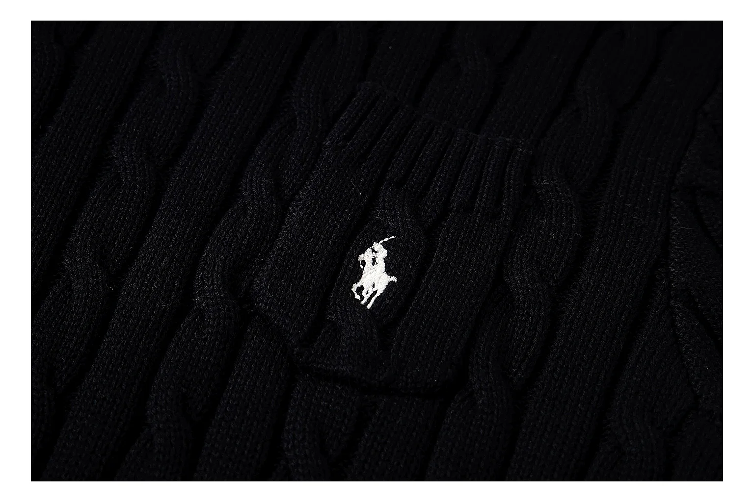 kakosheetbase.com Polo Ralph Lauren Black Rib Cable Knit Polo 0872 Black short-sleeve-knit product image thumbnail 4