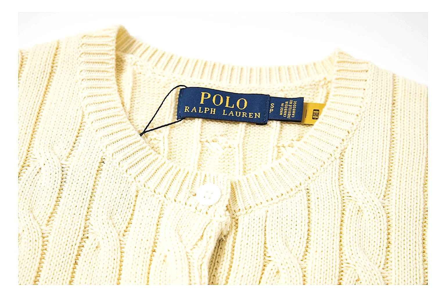 kakosheetbase.com Polo Ralph Lauren Cream Cable Knit Cardigan 0975 Cream Yellow short-sleeve-knit product image thumbnail 5
