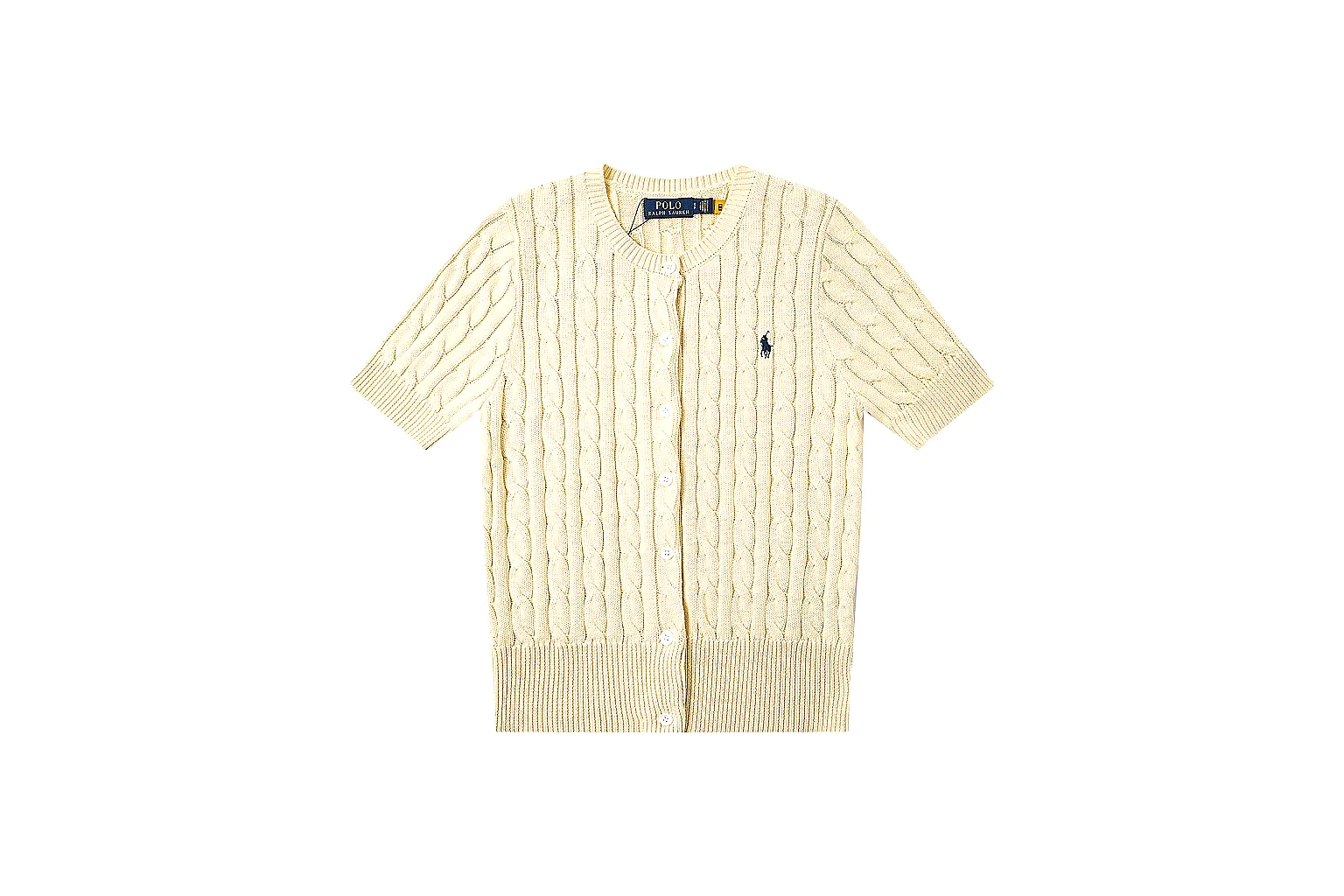 kakosheetbase.com Polo Ralph Lauren Cream Cable Knit Cardigan 0975 Cream Yellow short-sleeve-knit product image thumbnail 6