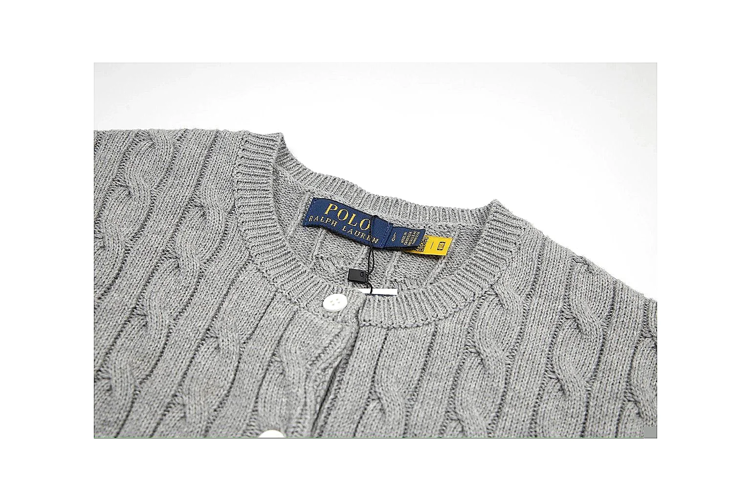 kakosheetbase.com Polo Ralph Lauren Grey Cable Knit Cardigan 0931 Grey short-sleeve-knit product image