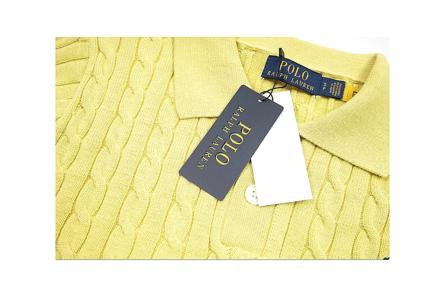 kakosheetbase.com Polo Ralph Lauren Lemon Yellow Cable Knit Polo 0979 Lemon Yellow short-sleeve-knit product image thumbnail 4