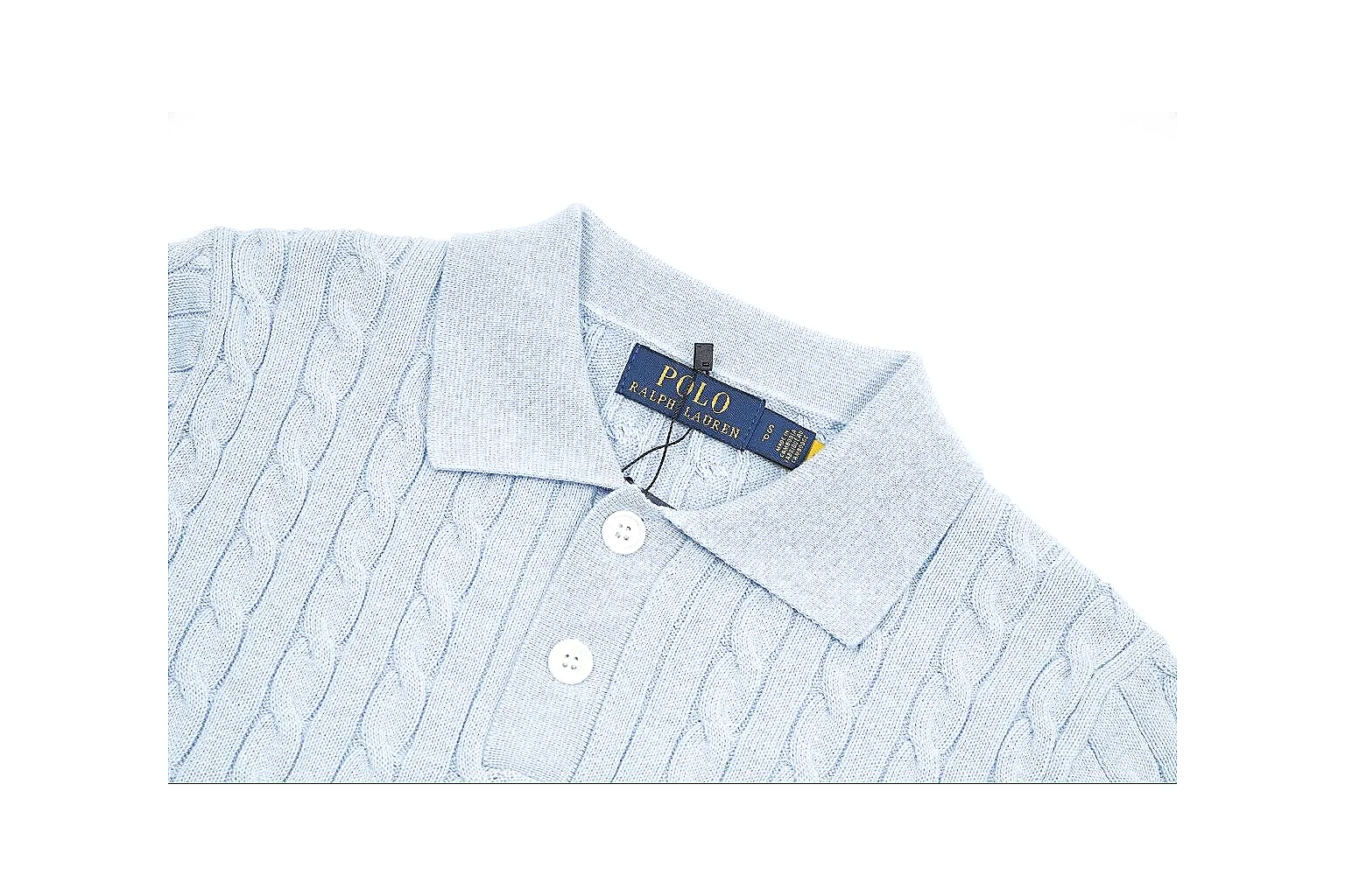 kakosheetbase.com Polo Ralph Lauren Pale Blue Cable Knit Polo 0992 Pale Blue short-sleeve-knit product image thumbnail 5