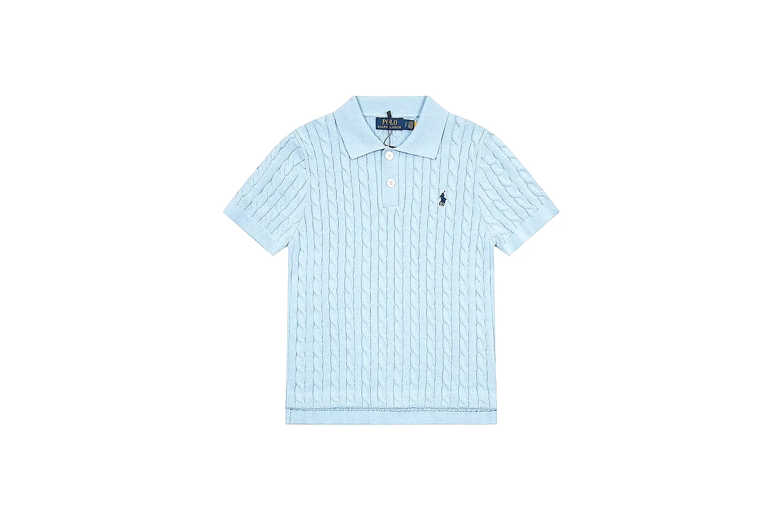 kakosheetbase.com Polo Ralph Lauren Pale Blue Cable Knit Polo 0992 Pale Blue short-sleeve-knit product image thumbnail 6