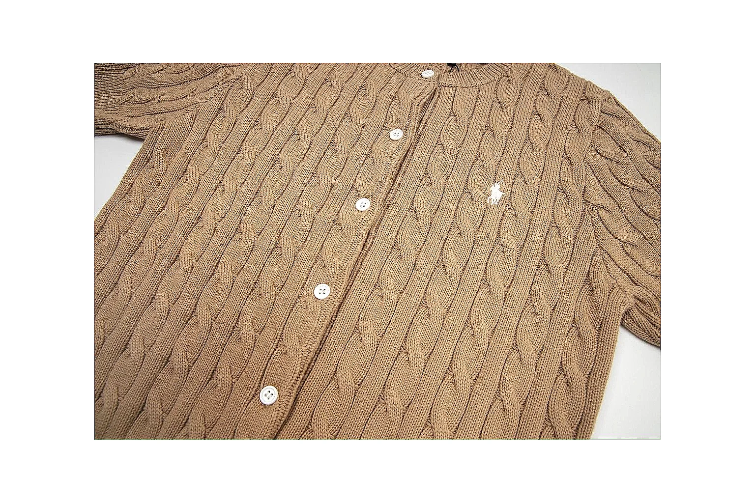 kakosheetbase.com Polo Ralph Lauren Tan Cable Knit Cardigan 0915 Tan short-sleeve-knit product image thumbnail 5