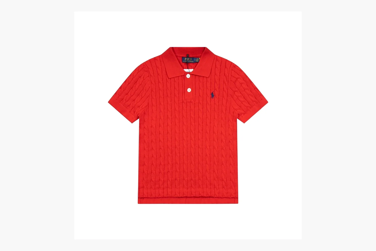 Red Polo cable knit polo spreadsheet record image