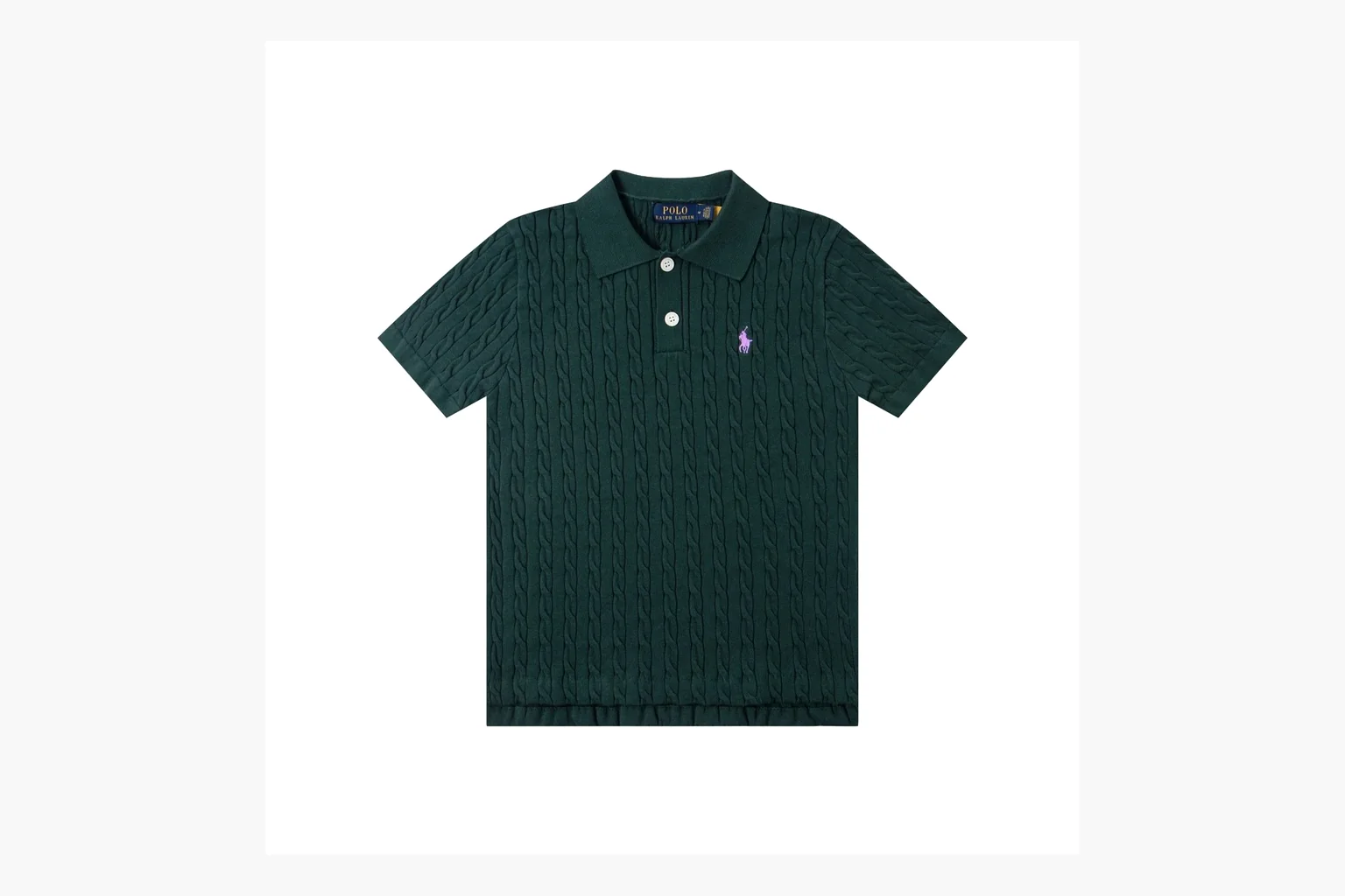 Green Polo cable knit polo spreadsheet record image