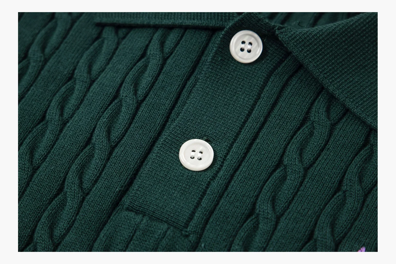 Green Polo cable knit polo spreadsheet record image