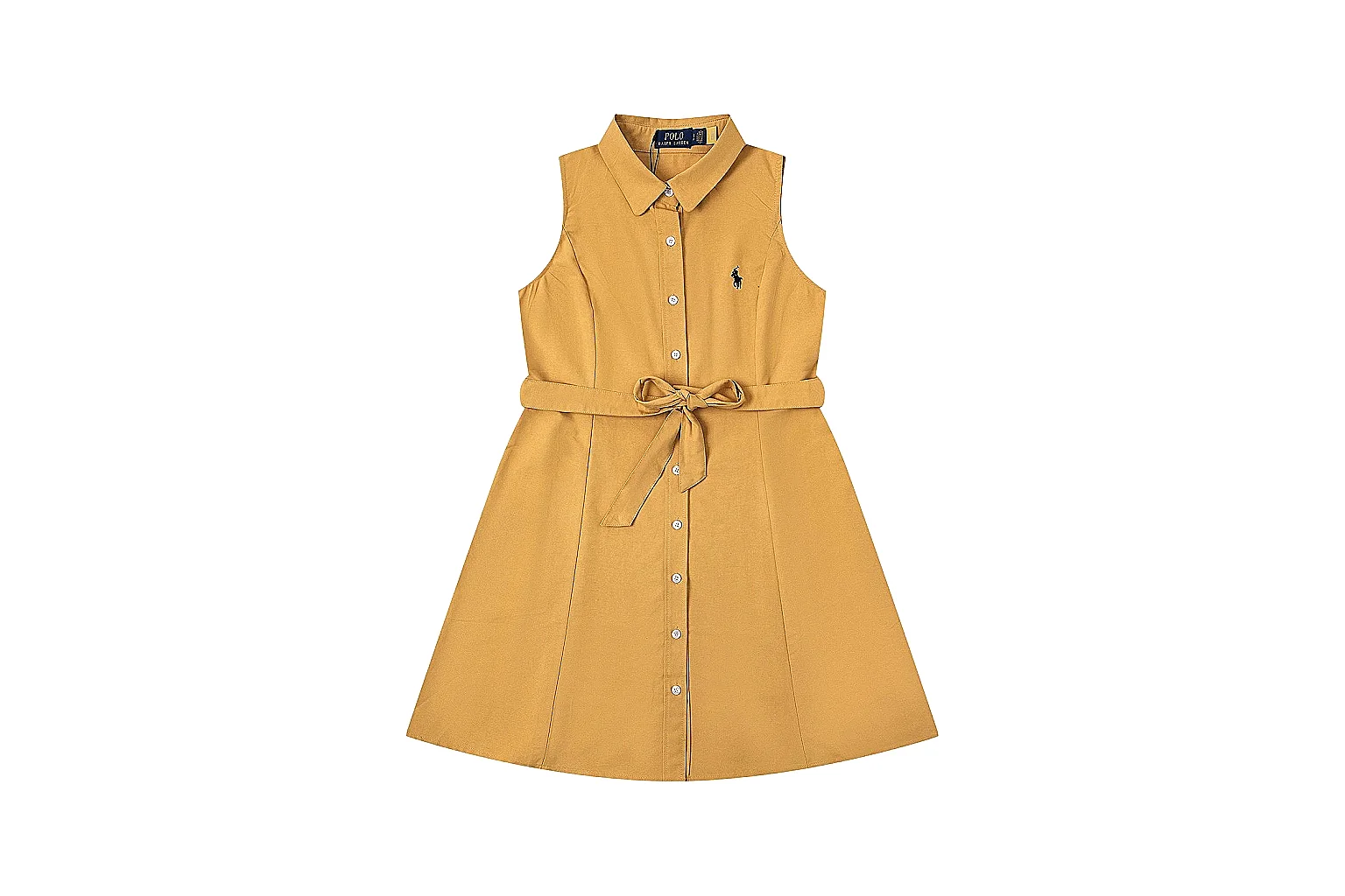 kakosheetbase.com Polo Ralph Lauren Mustard Belted Shirt Dress 0539 Mustard sleeveless-dress product image