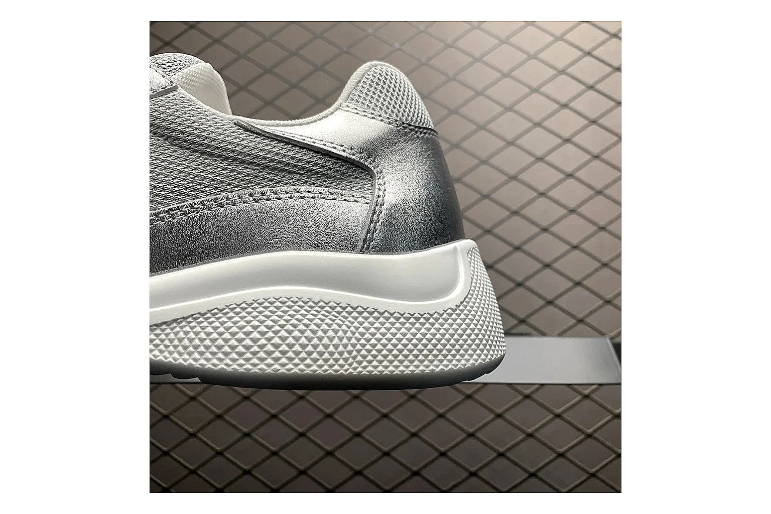 Prada America Cup Silver Sneaker Sheetbase record image with silver america cup low-top with mixed upper and low top shape thumbnail 5