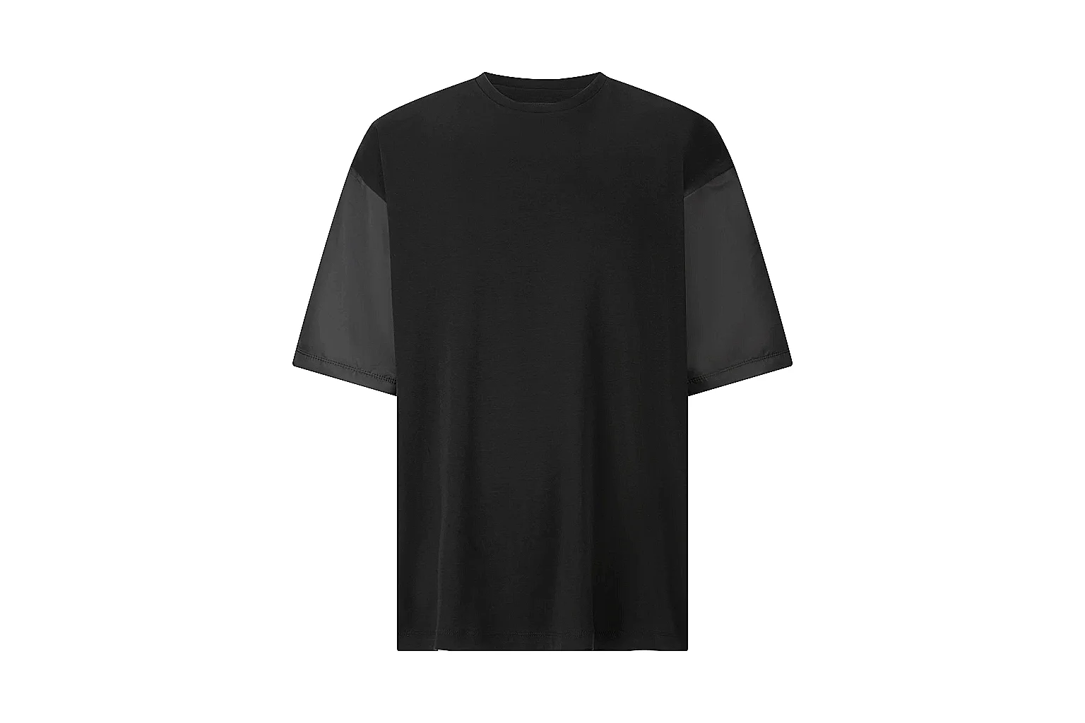 kakosheetbase.com Prada Black Nylon Panel Tee 0191 Black short-sleeve-tee product image