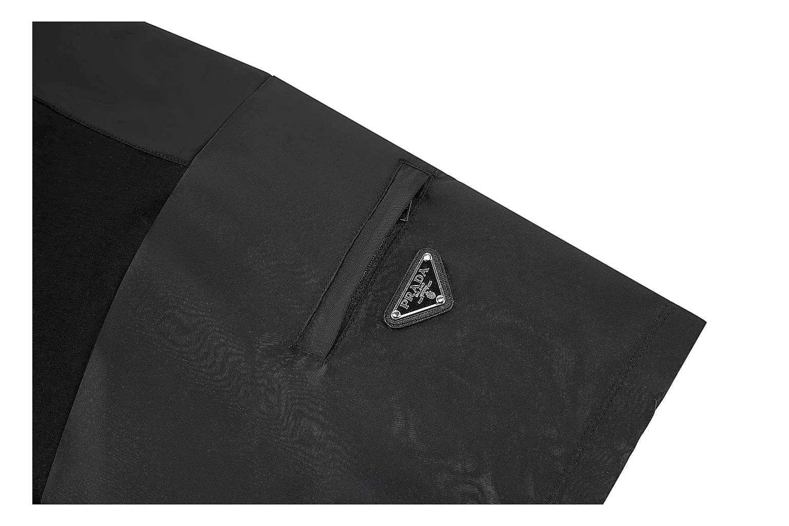 kakosheetbase.com Prada Black Nylon Panel Tee 0191 Black short-sleeve-tee product image thumbnail 4