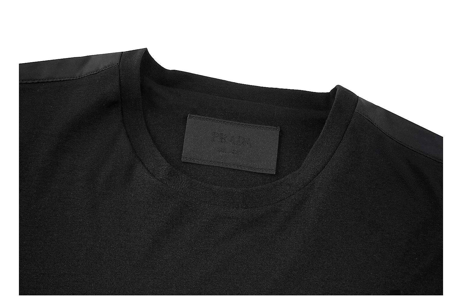 kakosheetbase.com Prada Black Nylon Panel Tee 0191 Black short-sleeve-tee product image thumbnail 6
