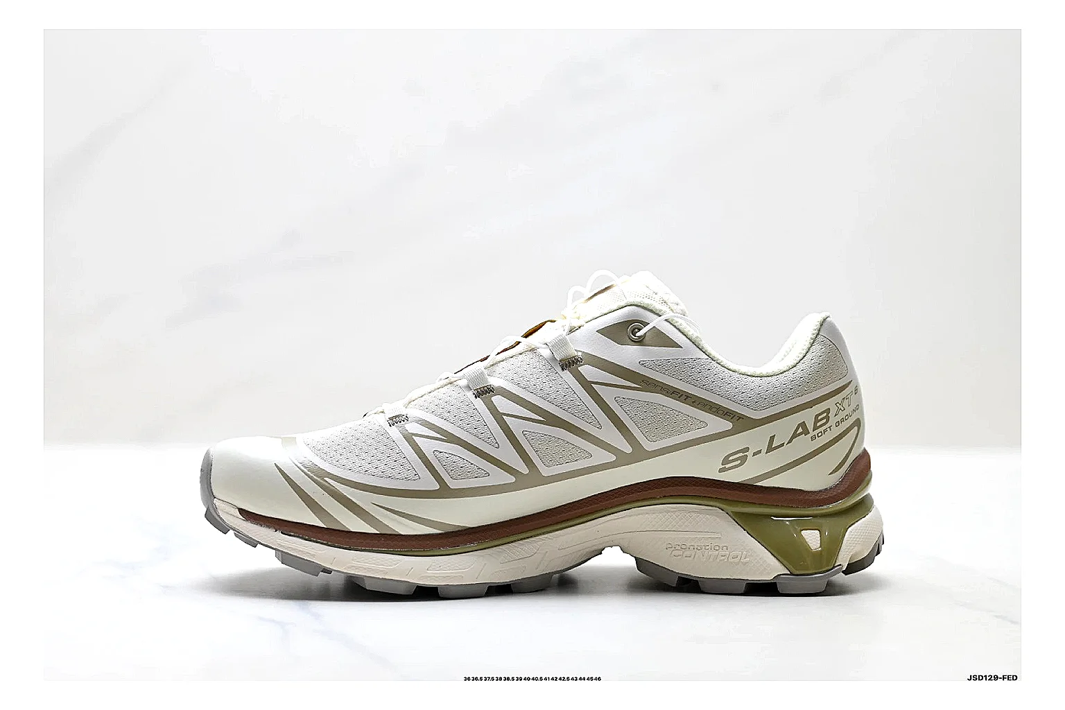 Salomon Xt Runner White Gold spreadsheet record photo showing white mesh trail-runner upper, gold accents, speed-lace style structure, and rugged sole thumbnail 2