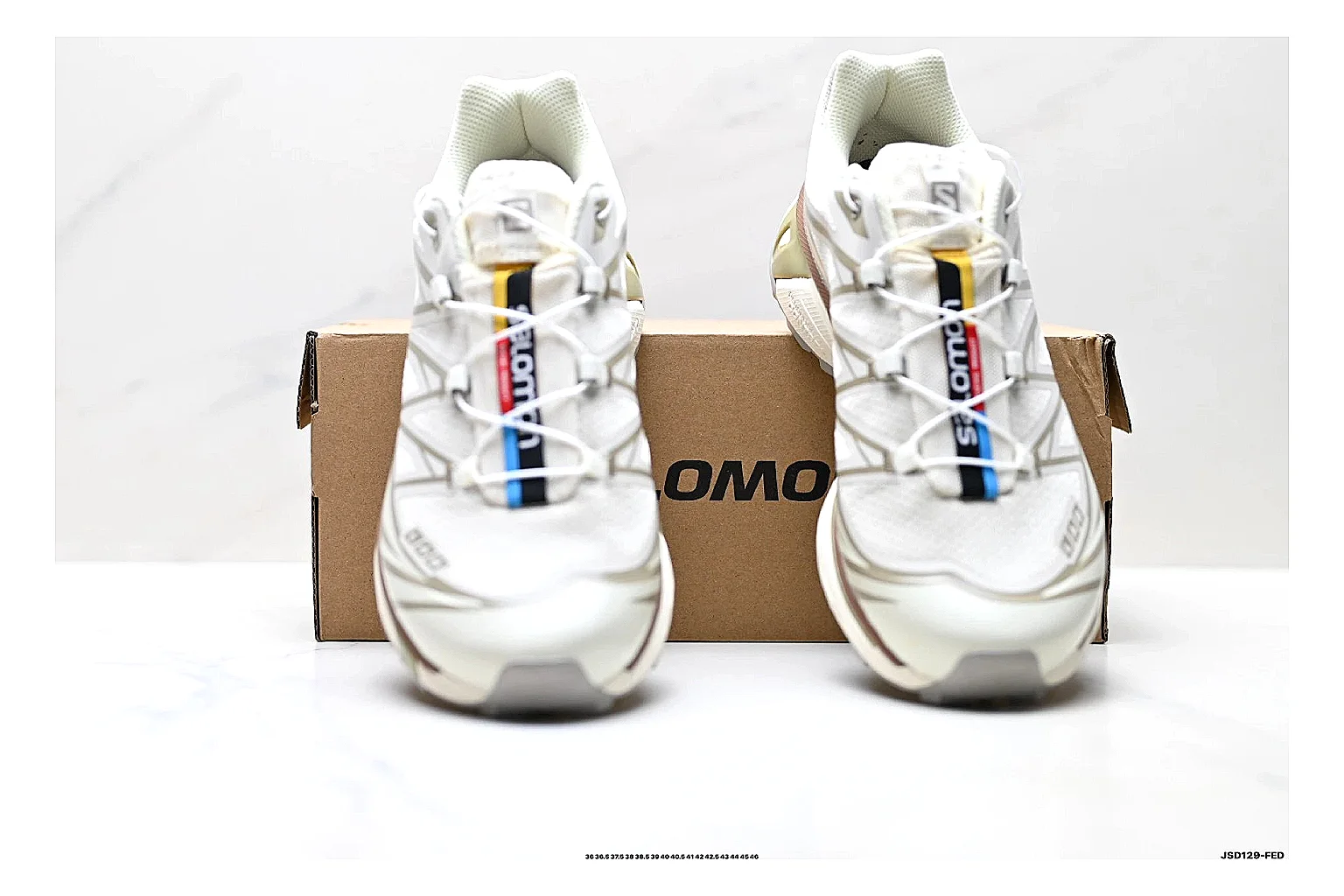 Salomon Xt Runner White Gold spreadsheet record photo showing white mesh trail-runner upper, gold accents, speed-lace style structure, and rugged sole thumbnail 5