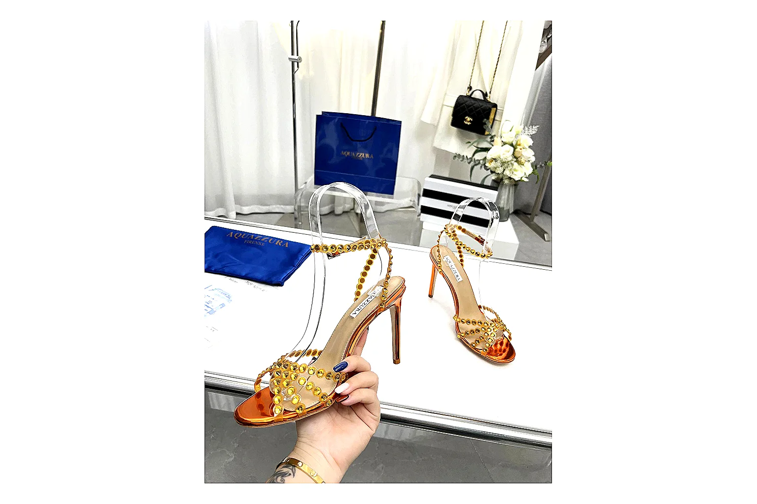 kakosheetbase.com Tan Orange Strappy Heel Sandal Heel spreadsheet record six-photo gallery